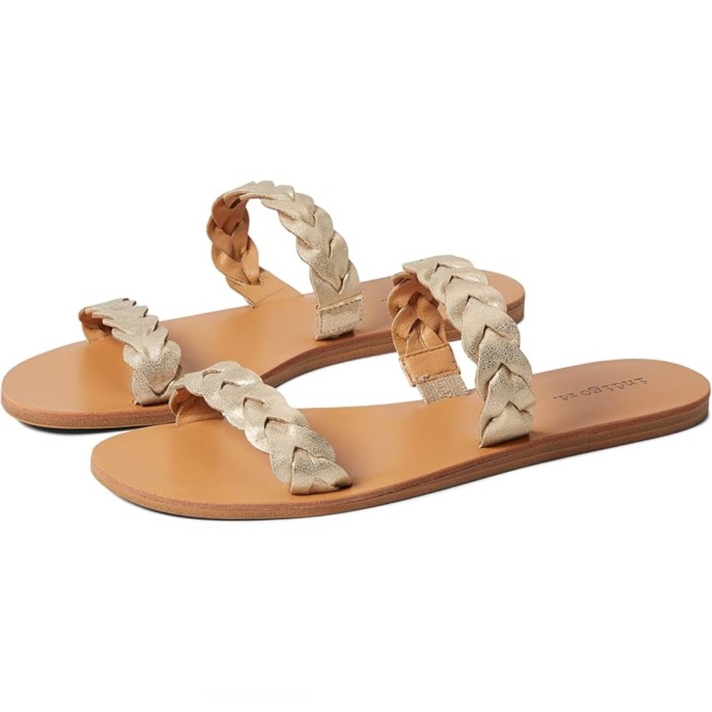 Indigo Rd. Gold Braided Slide Sandals Women’s Size 8M Metallic Flat Summer Shoes
